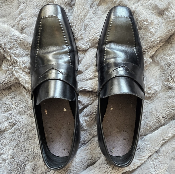 Harris Handmade Italian Black Leather Loafers Men's Size 11 - Picture 1 of 9